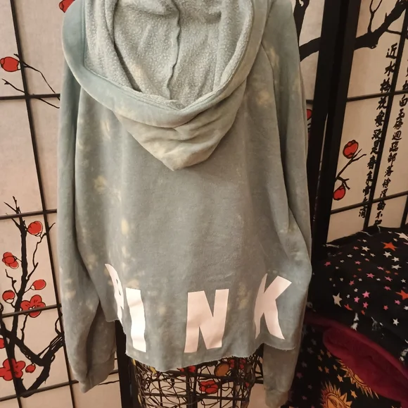 VICTORIA'S SECRET PINK Blue Hoodie with Lace-Up Sides L - Picture 4 of 6
